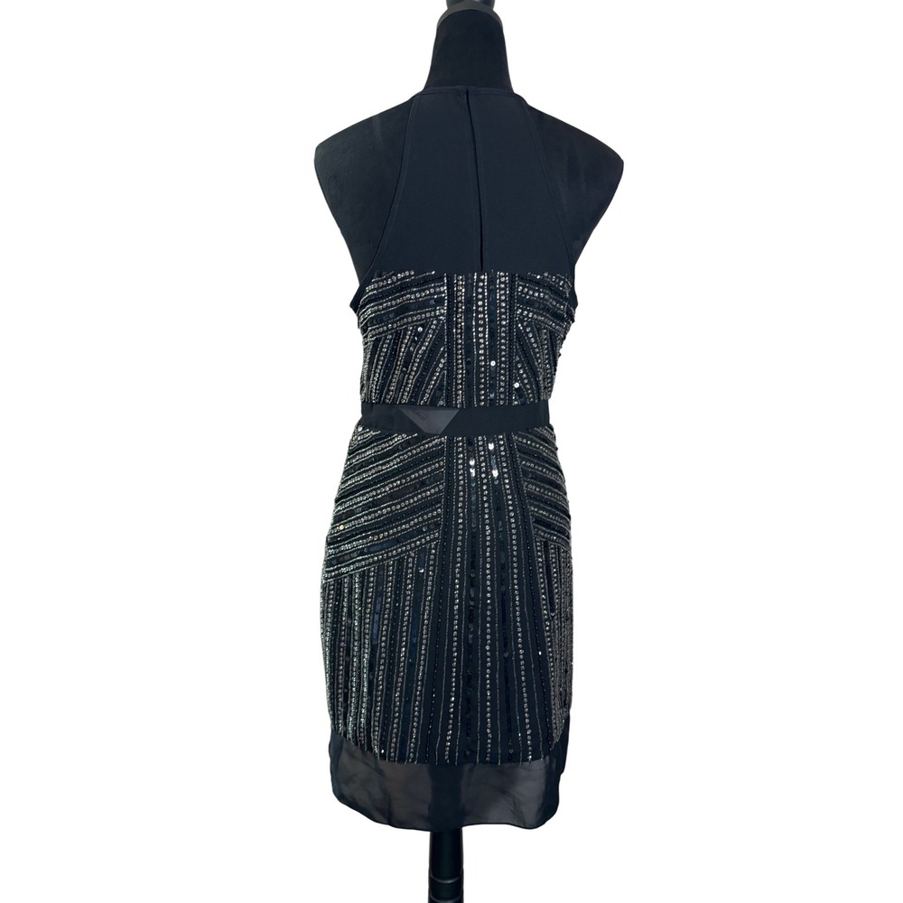 Parker Taha Silk Sequin Dress Halter Neck Sleeveless Party Cocktail Black - Picture 10 of 13